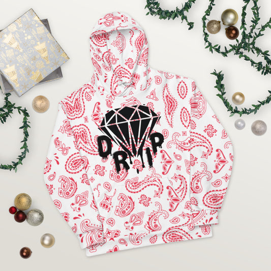Red Bandana Diamond Drip Unisex Hoodie