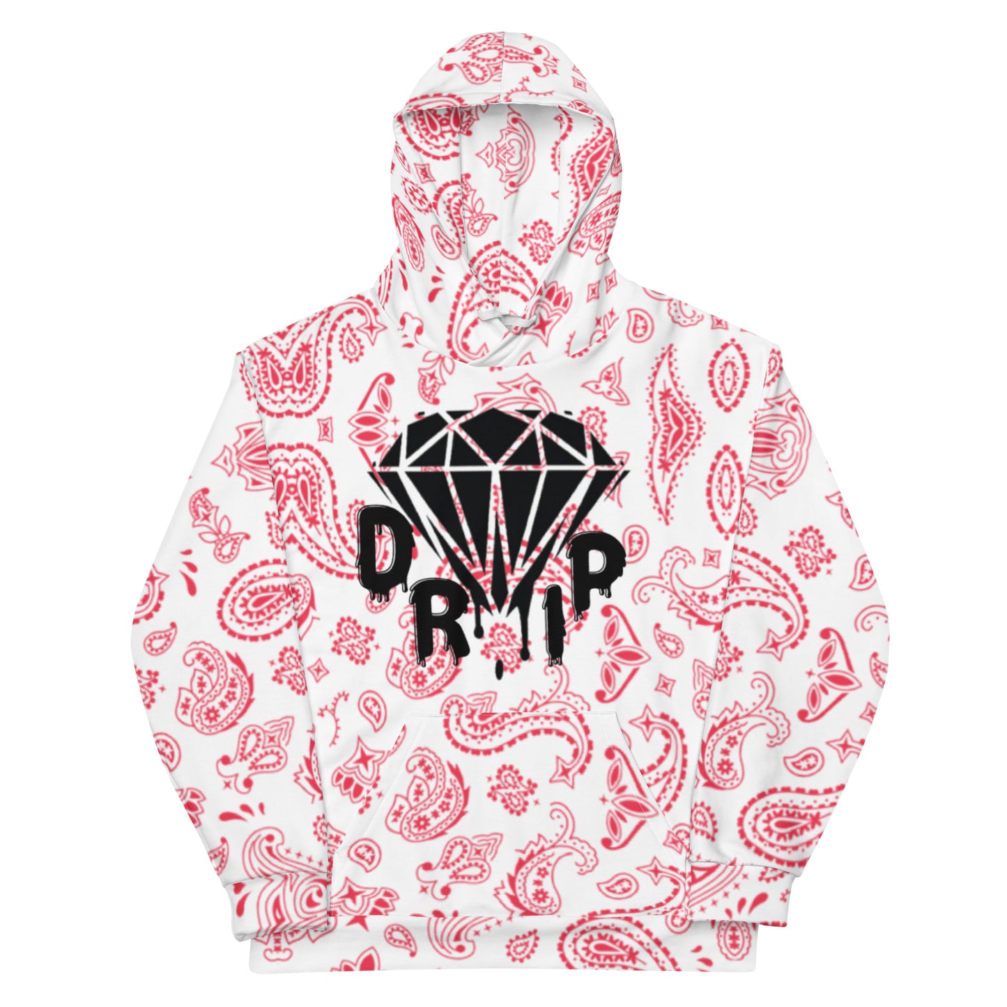 Red Bandana Diamond Drip Unisex Hoodie